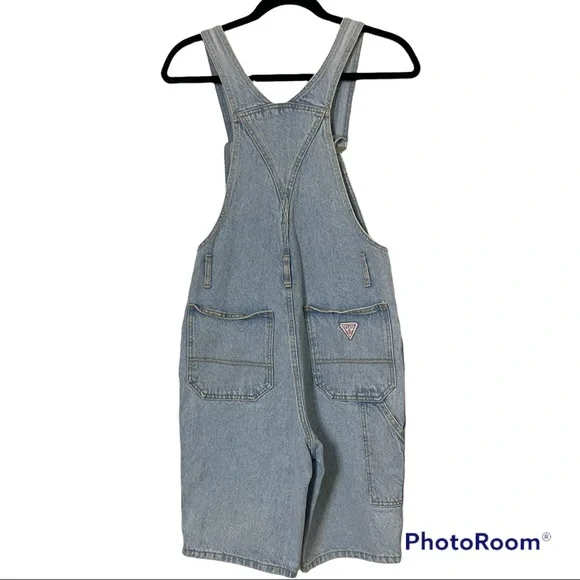 GUESS JEANS Vintage Y2K 90’s GEORGE Marciano Light Wash Denim Jean Overalls SZ 2 Shorts